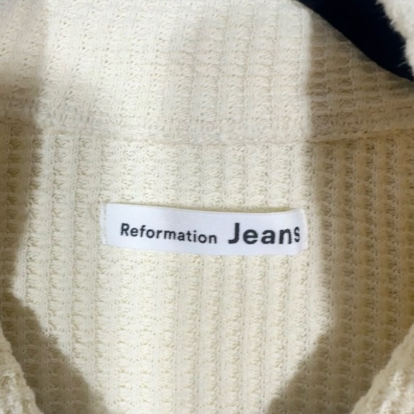Reformation Jeans Waffle Knit 1/2 Zip in Cream - Picture 5 of 6